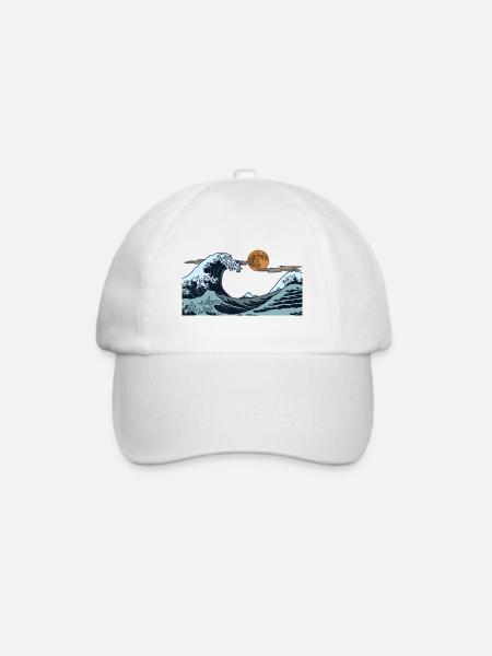 Kanagawa Wellen Ästhetische japanische Kunst Große Welle - Baseballkappe - Weiß/Weiß