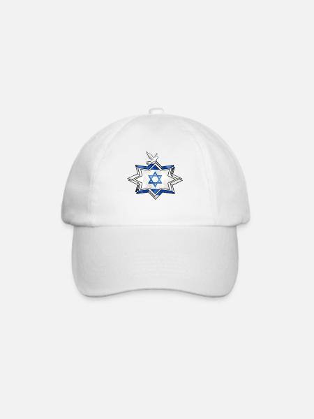 Shalom, Israel jüdisch Juden Frieden Geschenk - Baseballkappe - Weiß/Weiß