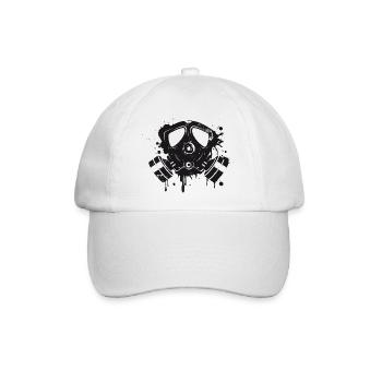 coole Gasmaske als Graffiti Stencil - Baseballkappe - Weiß/Weiß - Vorne