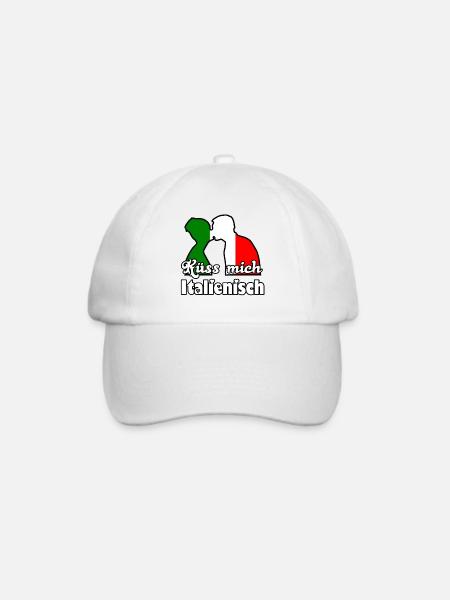 Küss mich Italienisch Geschenk - Baseballkappe - Weiß/Weiß