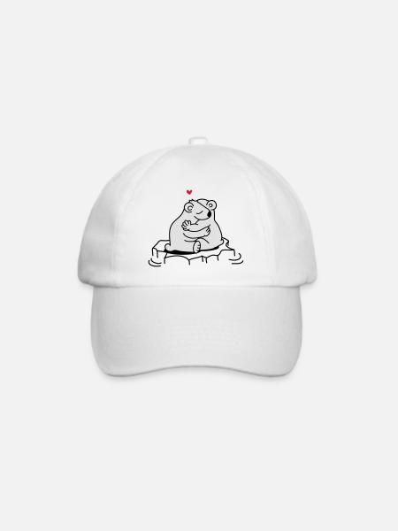 Zwei verliebte Eisbären - Baseballkappe - Weiß/Weiß
