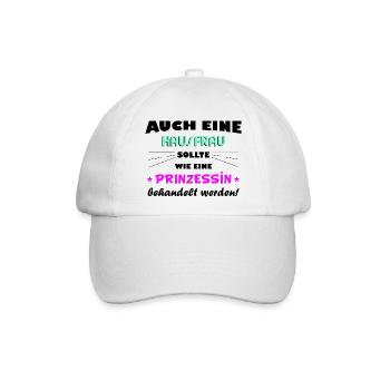 Hausfrau - Prinzessin - Baseballkappe - Weiß/Weiß - Vorne