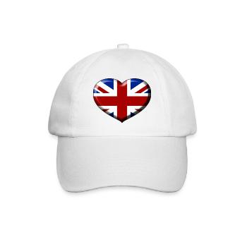 Union Jack Herz - Baseballkappe - Weiß/Weiß - Vorne