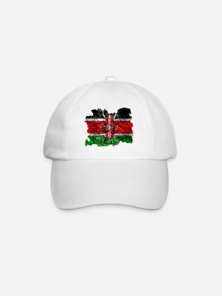 Kenia Vintage Flagge - Baseballkappe - Weiß/Weiß