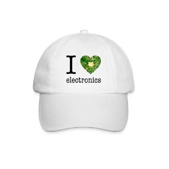 I love Electronics - Elektronik / Geschenk Idee - Baseballkappe - Weiß/Weiß - Vorne