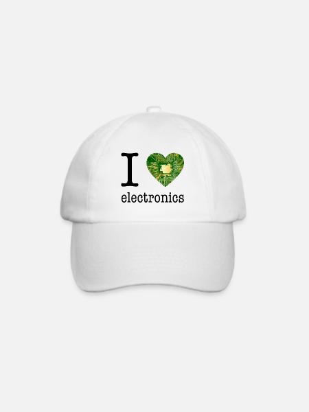I love Electronics - Elektronik / Geschenk Idee - Baseballkappe - Weiß/Weiß