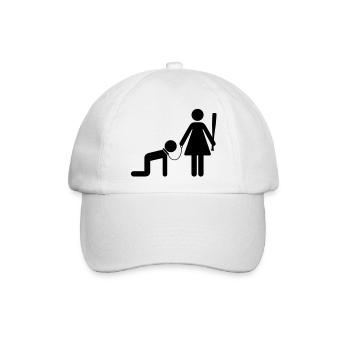 Eine Frau hält einen Mann als Sklave - Baseballkappe - Weiß/Weiß - Vorne