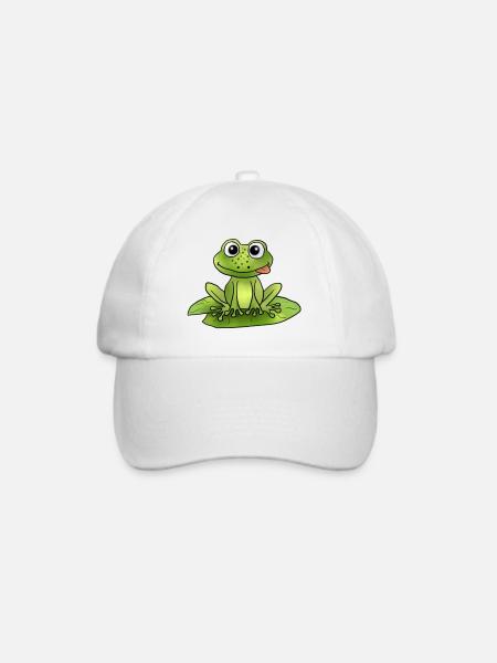 Frosch auf Seerose - Baseballkappe - Weiß/Weiß