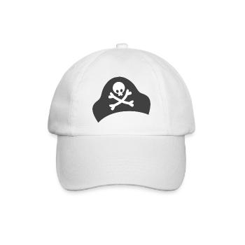 Einfache gekreuzte Knochen auf einem Piratenhut - Baseballkappe - Weiß/Weiß - Vorne