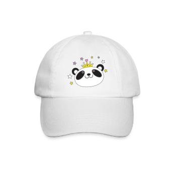 Panda Gesicht Krone in einer königlichen Krone - Baseballkappe - Weiß/Weiß - Vorne