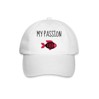 Aquaristik / Fisch / Aquarium / Aquarianer - Baseballkappe - Weiß/Weiß - Vorne