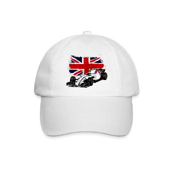 Racecar - Rennauto - Union Jack - UK Flag - Baseballkappe - Weiß/Weiß - Vorne