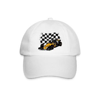 Racecar - Rennauto - Racing Flag - Baseballkappe - Weiß/Weiß - Vorne