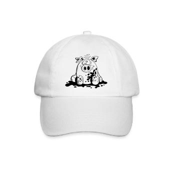 Ferkelchen - Wutz - Schwein - Sau - Fun - Baseballkappe - Weiß/Weiß - Vorne