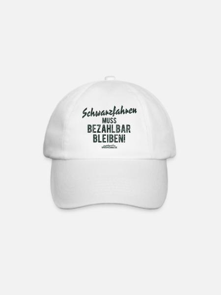 Lustiges Sprüche-Shirt "Schwarzfahren" - Baseballkappe - Weiß/Weiß