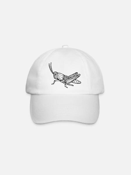 Grashüpfer Acrididae Insekt Schwarz - Baseballkappe - Weiß/Weiß