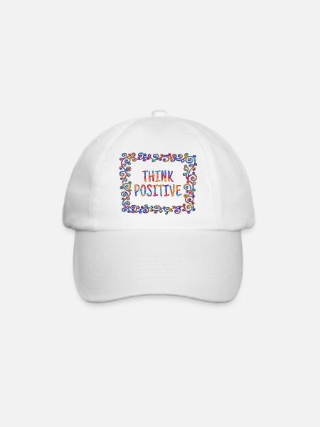 Think positive, coole, Sprüche, Positives Denken - Baseballkappe - Weiß/Weiß