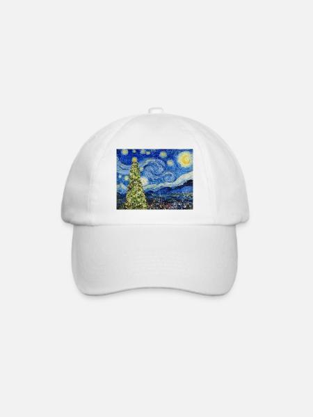 Van Gough Starry Night - Christmas Tree Trending - Baseballkappe - Weiß/Weiß
