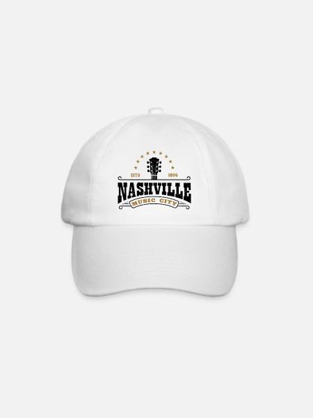 Nashville Music City Tennessee USA Country Musik - Baseballkappe - Weiß/Weiß