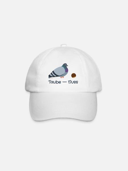 Taube Nuss - Pigeon Friend - Stadttaube und Nuss - Baseballkappe - Weiß/Weiß