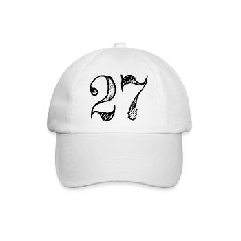 Abbildung 27 Siebenundzwanzig - Nummer 27 (hand-drawn) - Baseballkappe - Weiß/Weiß - Vorne