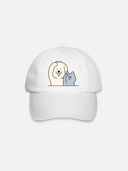 Hund und Katze - Baseballkappe - Weiß/Weiß