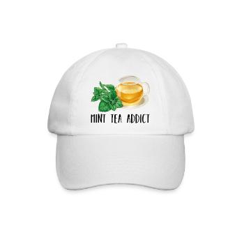 Mint Tea Addict Süchtig Minze Tee Geschenk Tee - Baseballkappe - Weiß/Weiß - Vorne