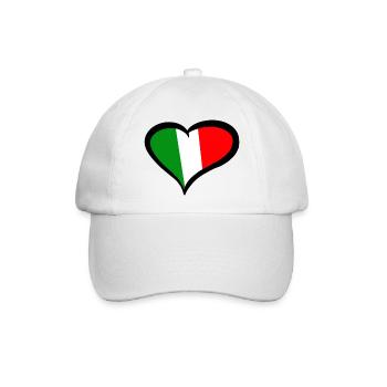 Italy Italia Italia grün weiß rot Love Herz Liebe - Baseballkappe - Weiß/Weiß - Vorne