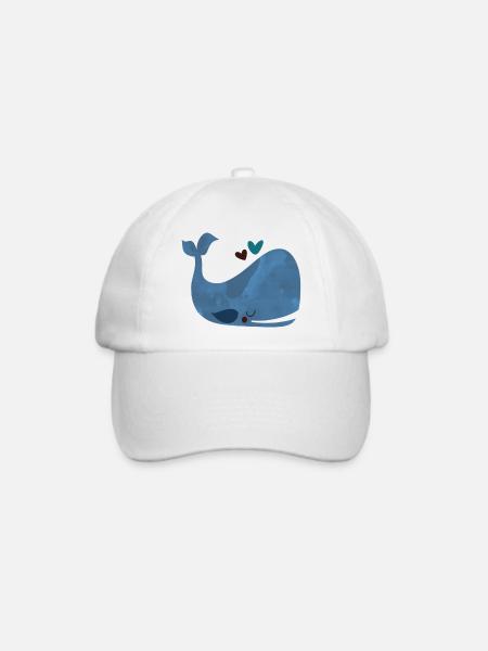 Blue Whale Bliss - Baseballkappe - Weiß/Weiß