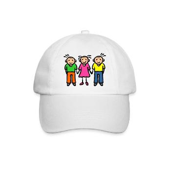 Eltern Vater Mutter - Drei Kinder Geschwister - Baseballkappe - Weiß/Weiß - Vorne