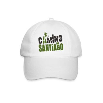 Jakobsweg, Pilgerweg, Camino de Compostela - Baseballkappe - Weiß/Weiß - Vorne