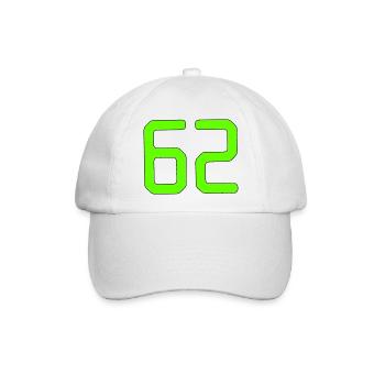 Anzahl 62 - Baseballkappe - Weiß/Weiß - Vorne