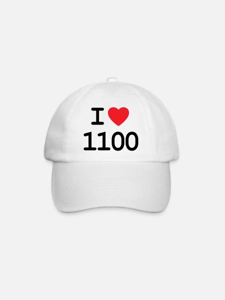 I love 1100 - Ich liebe Favoriten Shirt - Baseballkappe - Weiß/Weiß