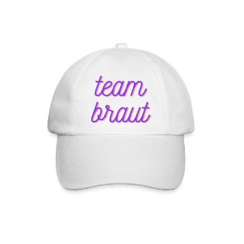 Team Braut - Shirt für Junggesellinnen / Polterer - Baseballkappe - Weiß/Weiß - Vorne