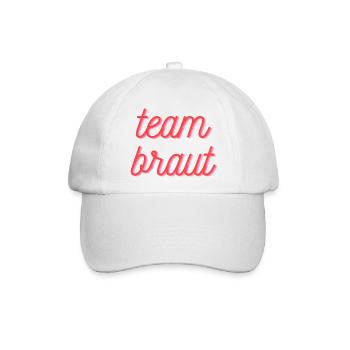 Team Braut - Shirt für Junggesellinnen / Polterer - Baseballkappe - Weiß/Weiß - Vorne