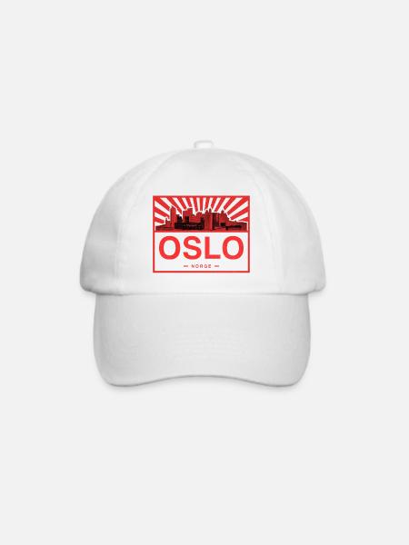 Oslo Skyline Rot Schwarz - Baseballkappe - Weiß/Weiß
