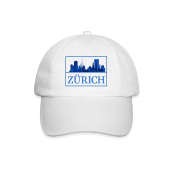 Zürich Skyline Blau Silhouette - Baseballkappe - Weiß/Weiß - Vorne