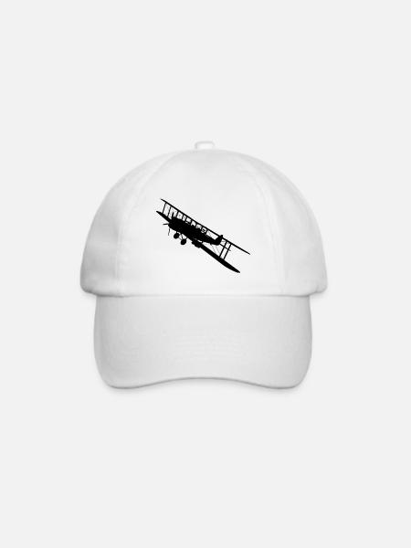 Doppeldecker Flugzeug von 1915 - Baseballkappe - Weiß/Weiß