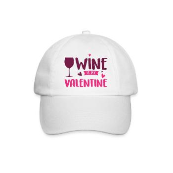 Wine is my Valentine - Le vin est ma Valentine - Baseballkappe - Weiß/Weiß - Vorne