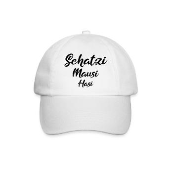 Schatzi Mausi Hasi black - Baseballkappe - Weiß/Weiß - Vorne