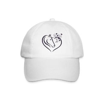 Tiermotiv Pferd Pferdeportrait Herz Geschenk - Baseballkappe - Weiß/Weiß - Vorne