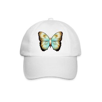 handgezeichneter gold schimmernder Schmetterling - Baseballkappe - Weiß/Weiß - Vorne