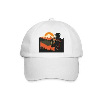 Wanderer mit bier in den Bergen, Sonnenuntergang - Baseballkappe - Weiß/Weiß - Vorne