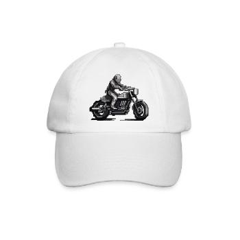 Motorradfahrer sitzt auf seinem Motorrad in 8 Bit - Baseballkappe - Weiß/Weiß - Vorne