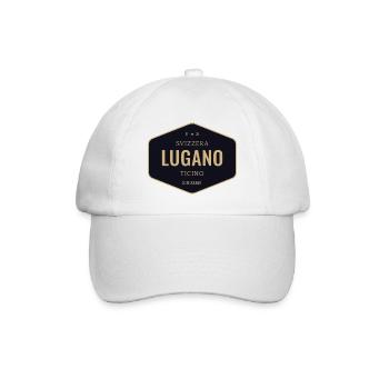 Lugano Ticino Svizzera Vintage Badge Design - Baseballkappe - Weiß/Weiß - Vorne