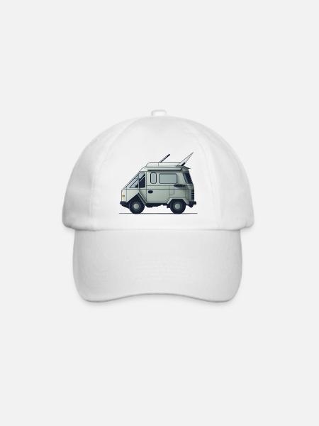 Einfacher Retro-Camper Van - Baseballkappe - Weiß/Weiß