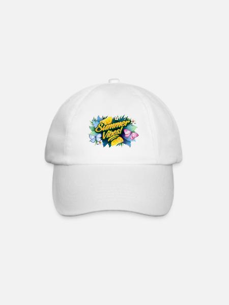 Schmetterlinge Blumen Sommer Urlaubszeit - Baseballkappe - Weiß/Weiß