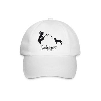 Jack Russell Terrier mit Frau - Baseballkappe - Weiß/Weiß - Vorne