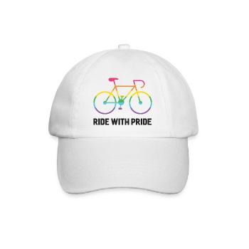 LGBTQ-Radfahrer - Fahre mit Stolz - Baseballkappe - Weiß/Weiß - Vorne