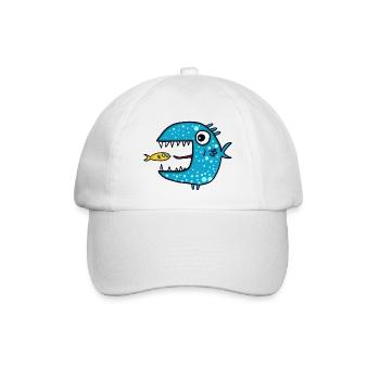 blauer Raubfisch - Baseballkappe - Weiß/Weiß - Vorne